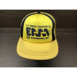 Vintage EA Martin Machinery Hat Caterpillar Yellow Snapback Mesh Trucker Cap